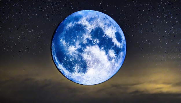 super blue moon on a bright night against the backdrop of a deep black sky