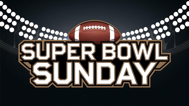 Photo super bowl sunday graphic with football and stadium lights