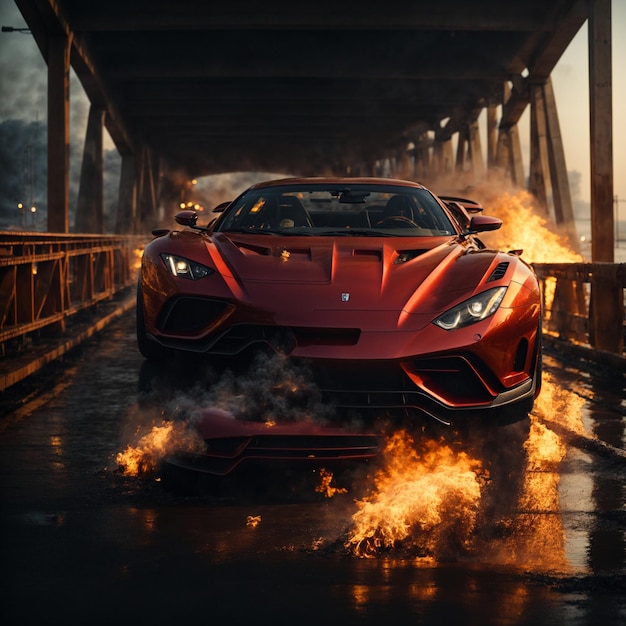 Super Car Crossing from Fire