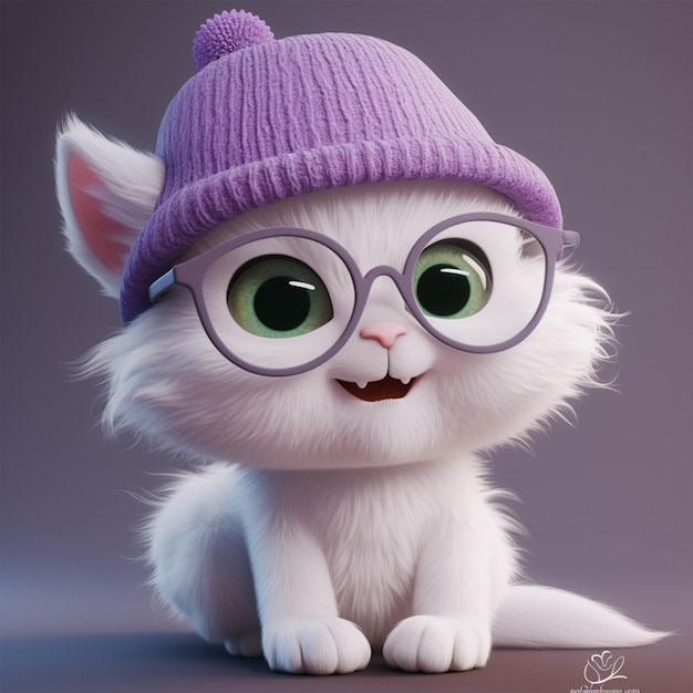 A Super Cute Baby PixarStyle White Fairy Kitten