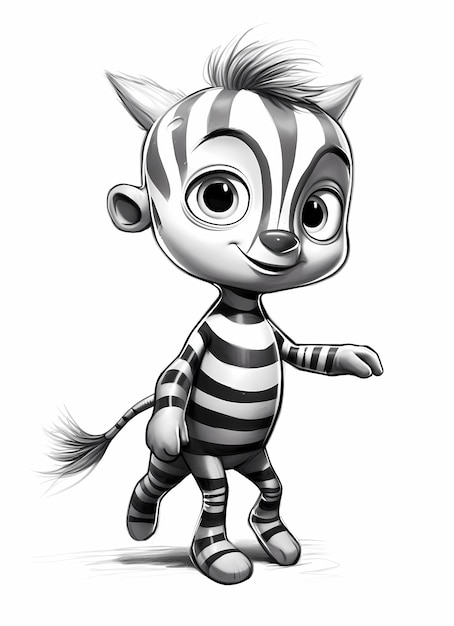 A super cute baby zebra superhero Pixar style Sketchbook for kids