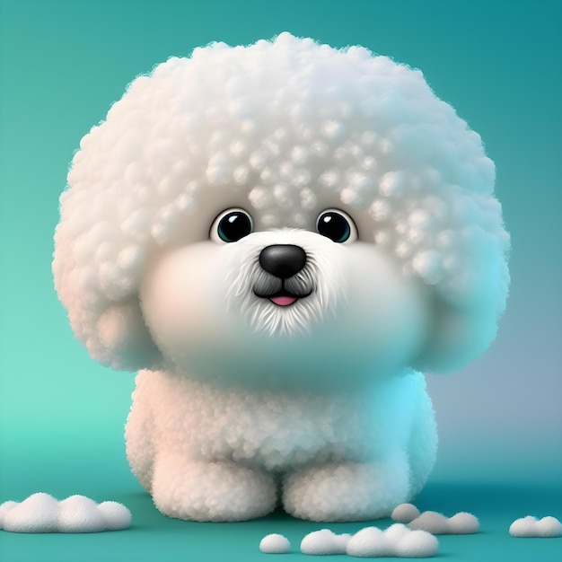 Super cute Bichon Frise in the style of pixar cartoon generative ai