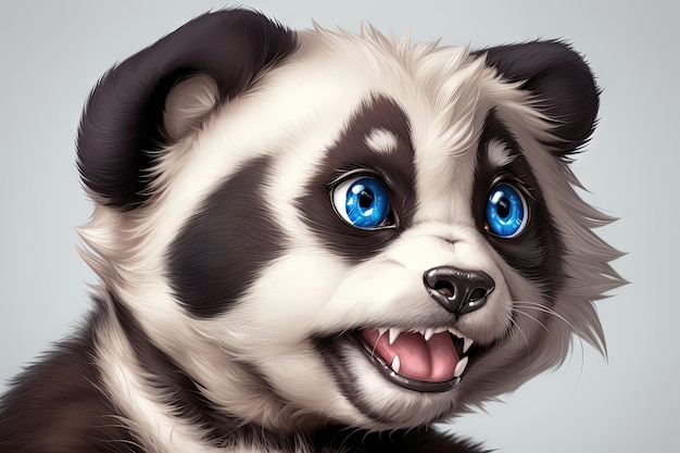 A Super cute big eyes panda illustration generative ai