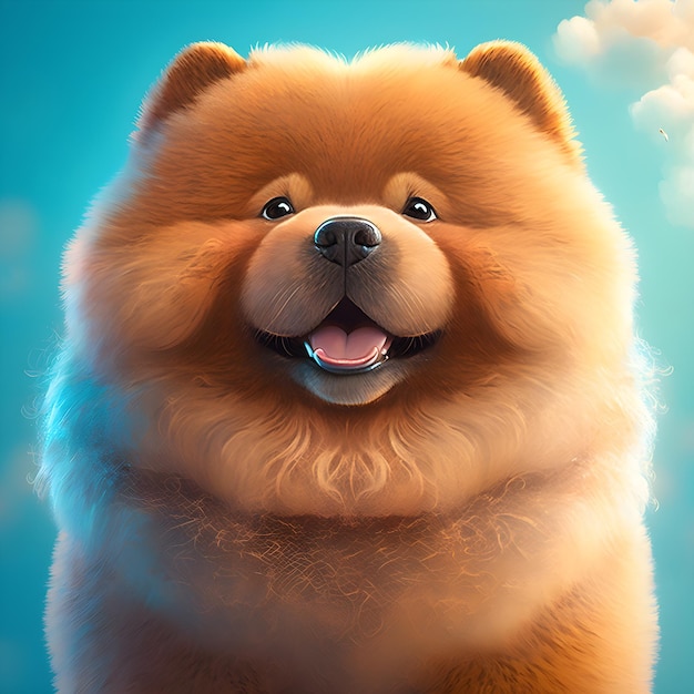 Super cute chow chow in the style of pixar cartoon generative ai