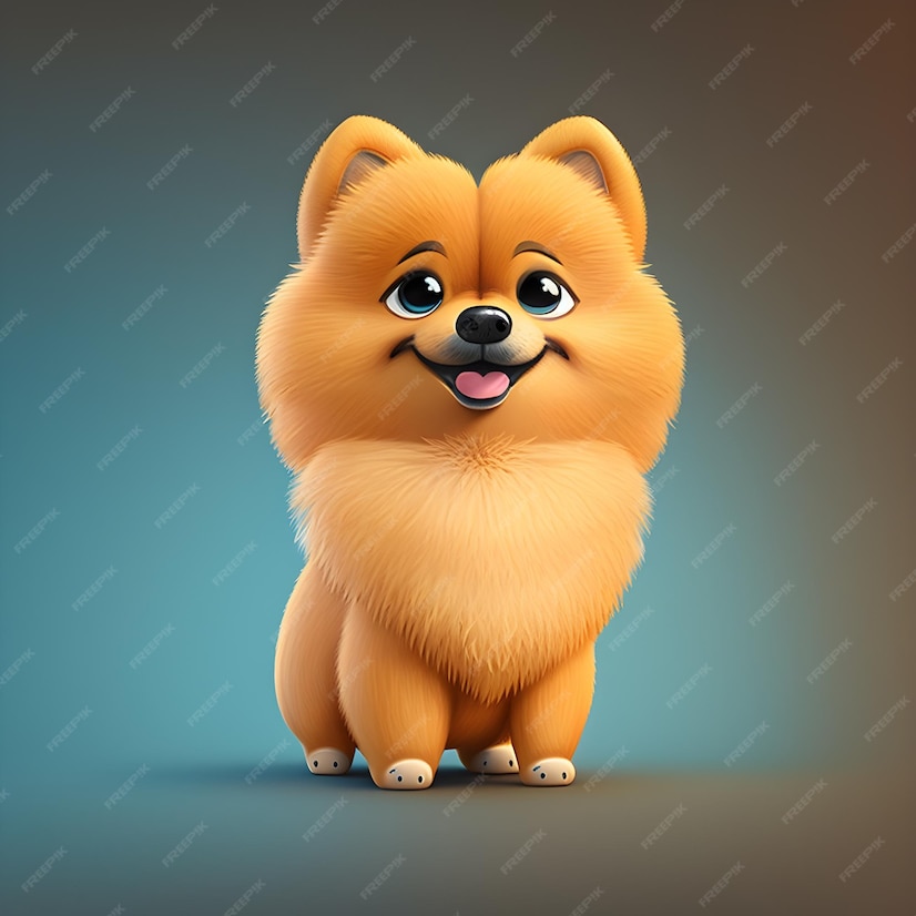 Premium Photo | Super cute finnish spitz in the style of pixar cartoon