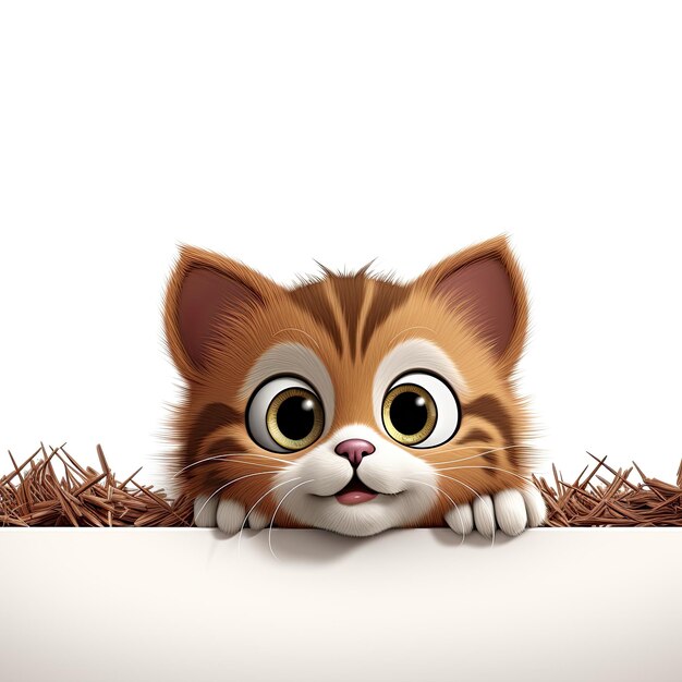 super cute and funny cartoon peeking cat