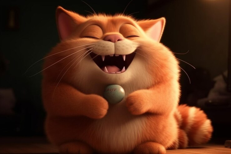 Photo a super cute a ginger cat laughing