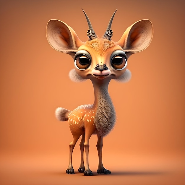 Super cute little Antelope rendered in the style of pixar cartoon generative ai