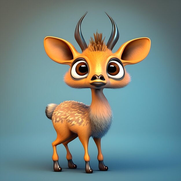 Super cute little Antelope rendered in the style of pixar cartoon generative ai