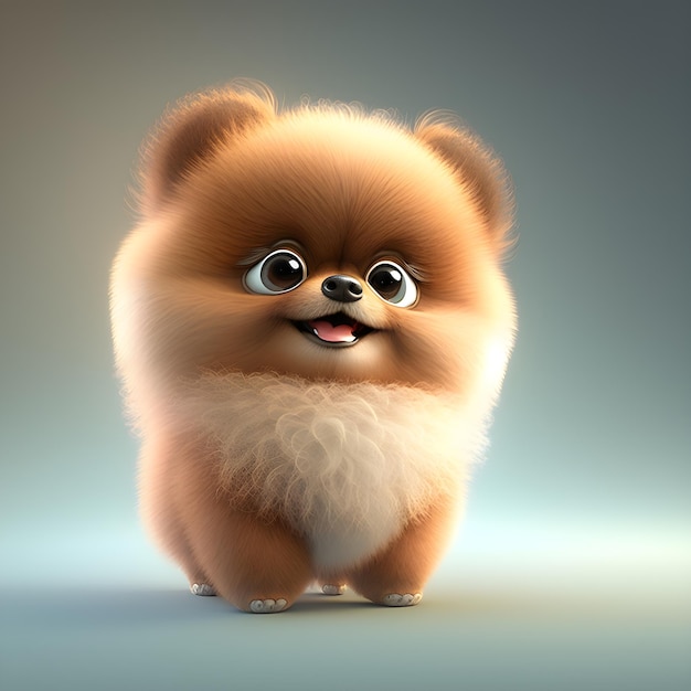 Super cute little baby dog rendered in the style of pixar cartoon generative ai