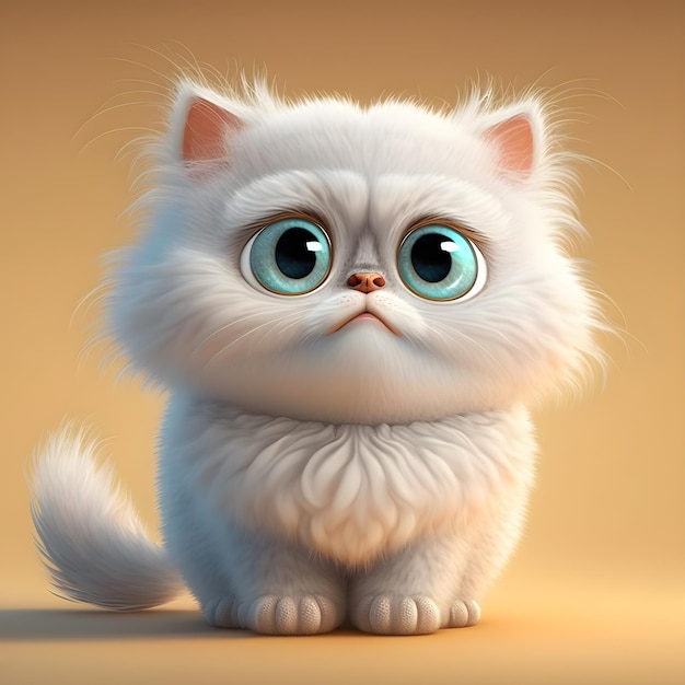 Super cute little cat rendered in the style of pixar cartoon generative ai