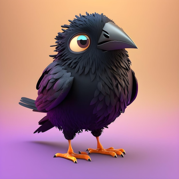 Super cute little Crow rendered in the style of pixar cartoon generative ai