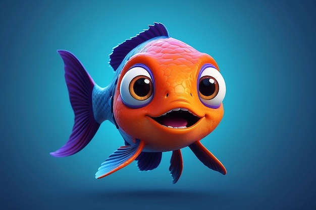 スーパー可愛い小さな魚は,ピクサーのアニメのスタイルで生成された.