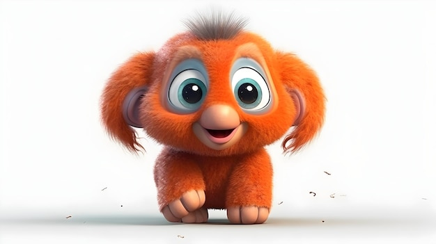 Super cute little Mamoth rendered in the style of pixar cartoon full body shiny and fluffy bright big eyes fluffy tail sweet smilegenerative Ai