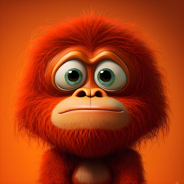 Super cute little orangutan rendered in the style of pixar cartoon generative ai