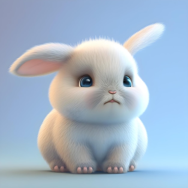 픽사 만화 생성 인공 지능 스타일로 렌더링된 매우 귀여운 작은 토끼