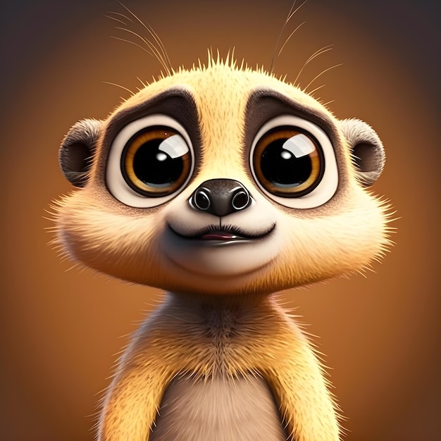 Super cute meerkat in the style of pixar cartoon generative ai