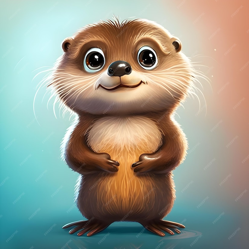 Premium Photo | Super cute otter in the style of pixar cartoon