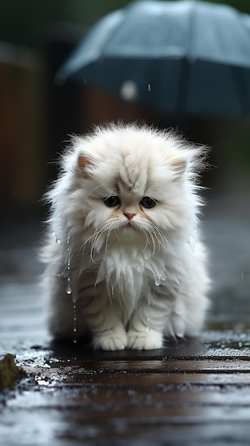 a super cute white baby blue cat