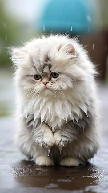 a super cute white baby blue cat