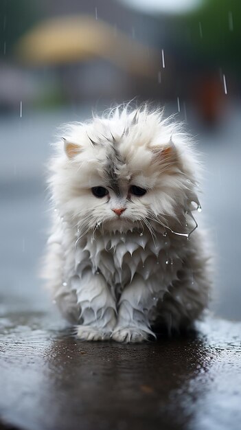 a super cute white baby blue cat