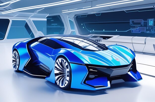 Foto super cybercar del futuro una bellissima auto per la guida ad alta velocità super auto da corsa