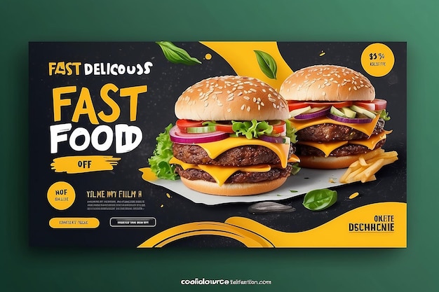 Photo super delicious fast food social media post template healthy and tasty food banner