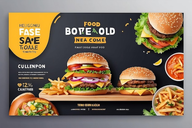 Super delicious fast food social media post template Healthy and tasty food banner