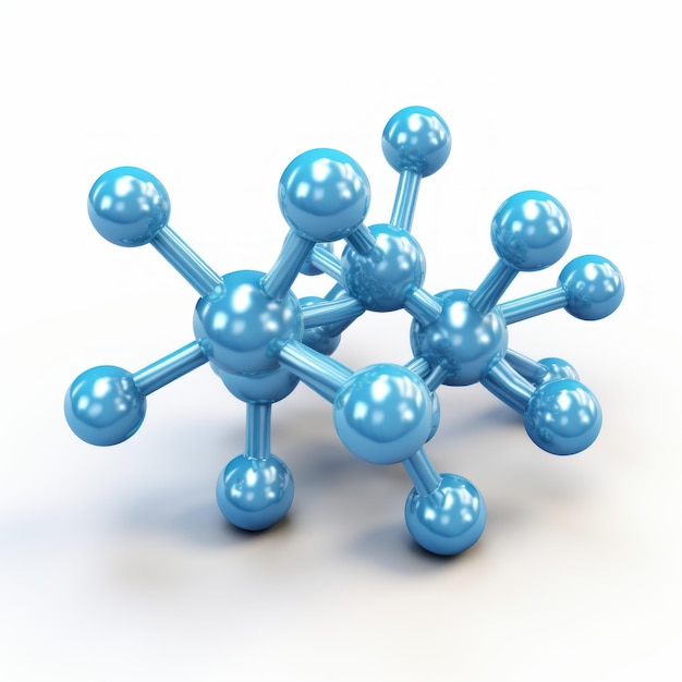 파란색 나트 황산 분자의 초 상세한 3D 렌더링