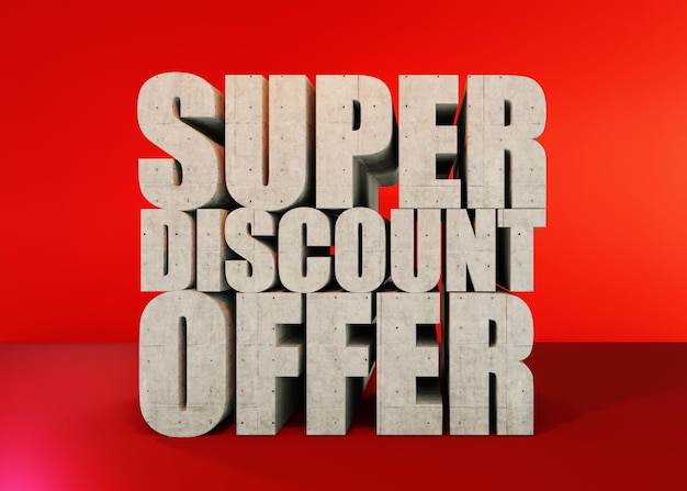 Photo super discount offer 3d banner text design