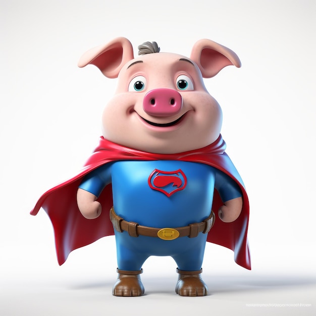 Photo super duper pig a cartoon superhero pig in lilia alvarado39s style