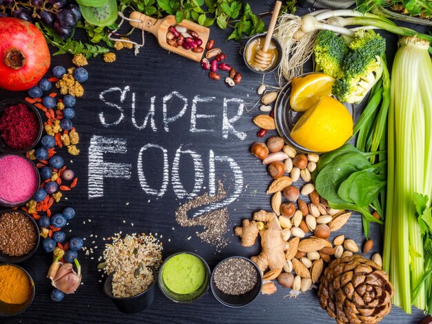 Super food selectie Diverse superfoods en gezonde voeding Detox Vezelrijke voeding