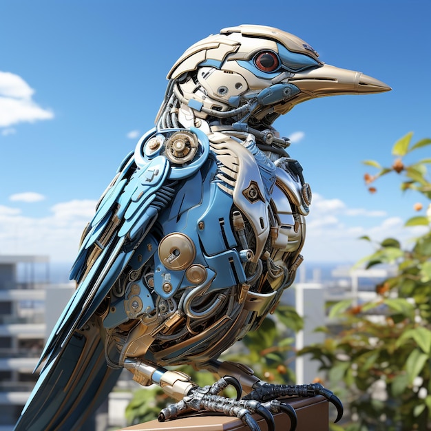 A super futuristic robot bird colored highly detailed wallpaper