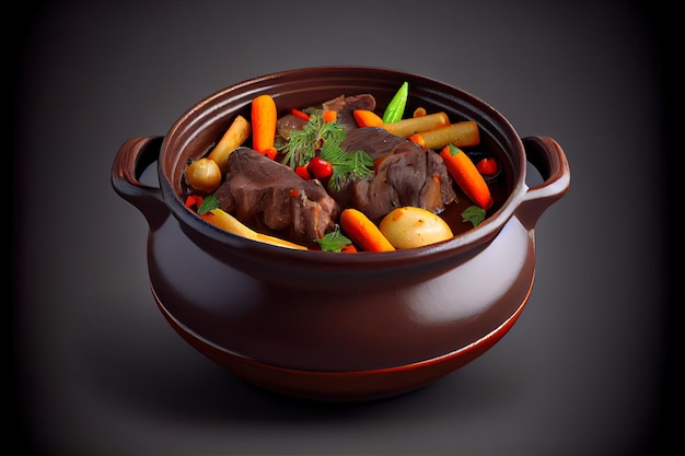 Super healthy Beef meat stewed with potatoes and mixed vegetables food