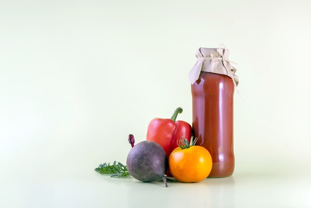 Super healthy beet juice with red sweet pepper and tomato