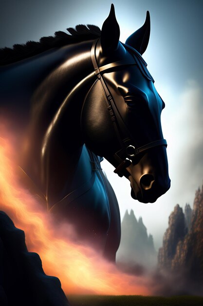 Foto super eroe batman con cavallo