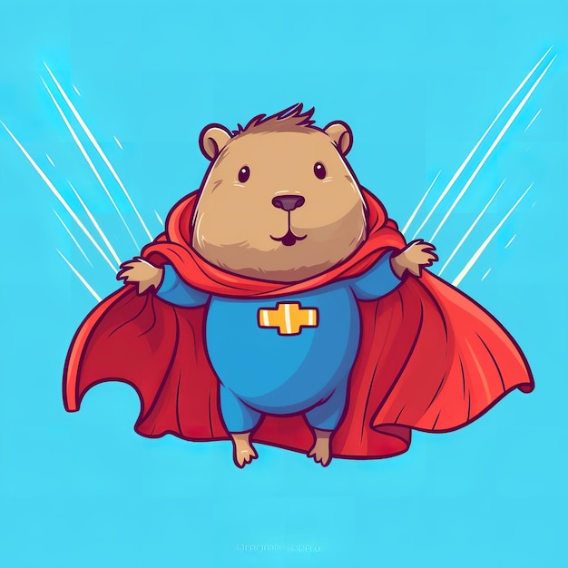 super hero capybara illustration