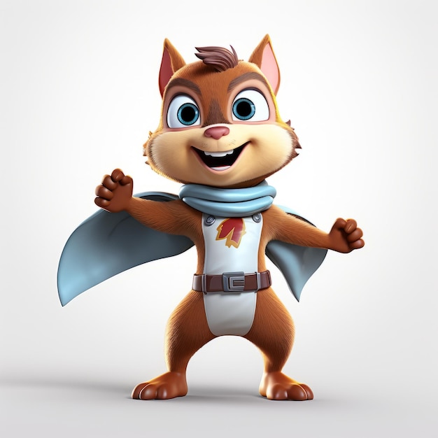 Super Hero Happy Squirrel Cartoon Character Full Body Scout