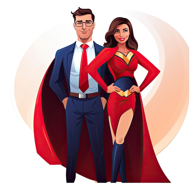 Super hero man and woman