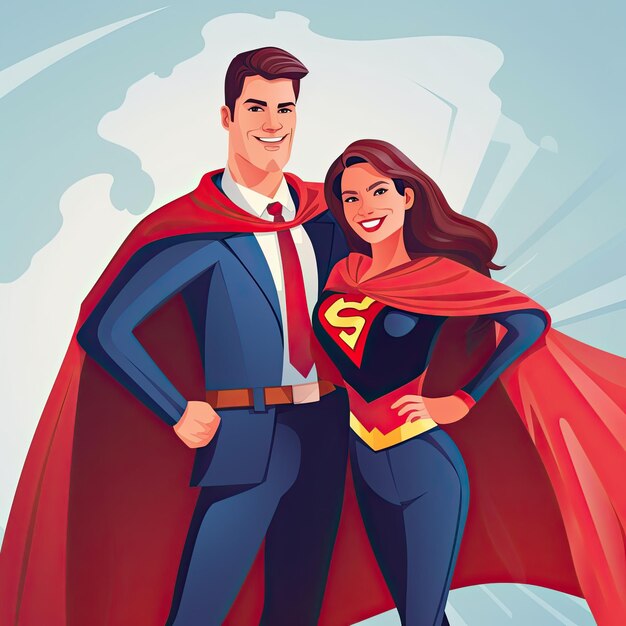 Super hero man and woman