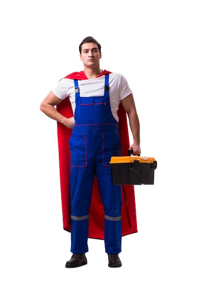 Super hero repairman isolated