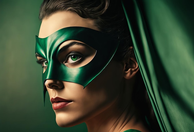 Женщина-супергерой в маске Generative ai