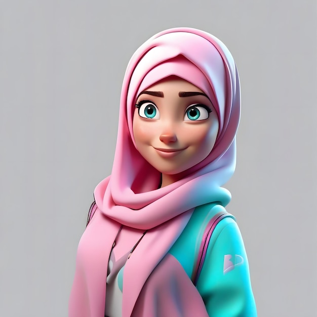 Premium AI Image | Super Hiro girl arabic hijab 3d cartoon