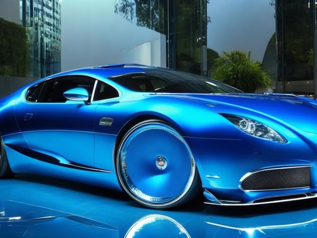 супер роскошный автомобиль синего цвета