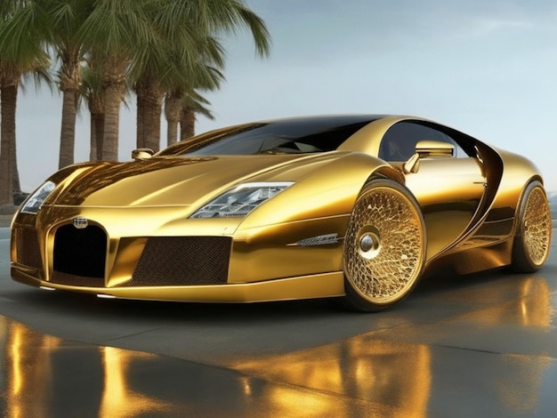 super luxury car gold color