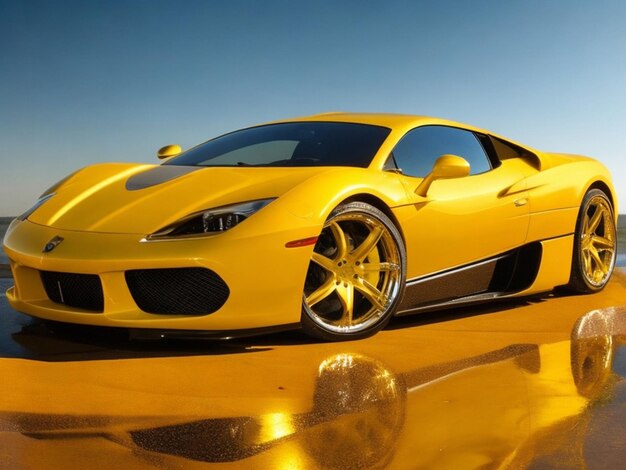 Photo super luxury car yellow color