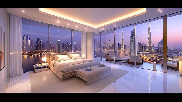 두바이 의 슈퍼 럭셔리 아파트 는 스타일 이 풍부 하고 도시 를 내려다 볼 수 있는 멋진 아파트 입니다.