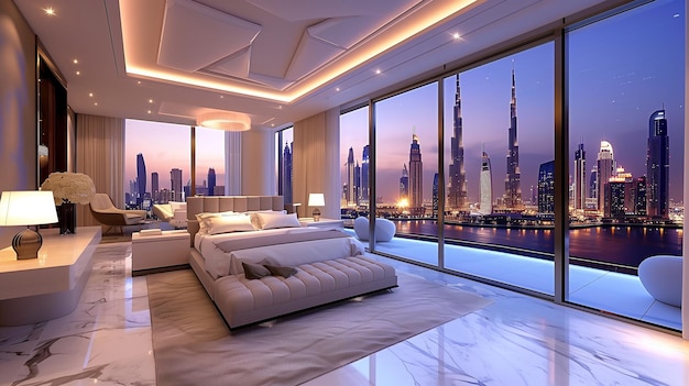 Супер роскошная квартира в Дубае с богатым стилем и потрясающим видом на город