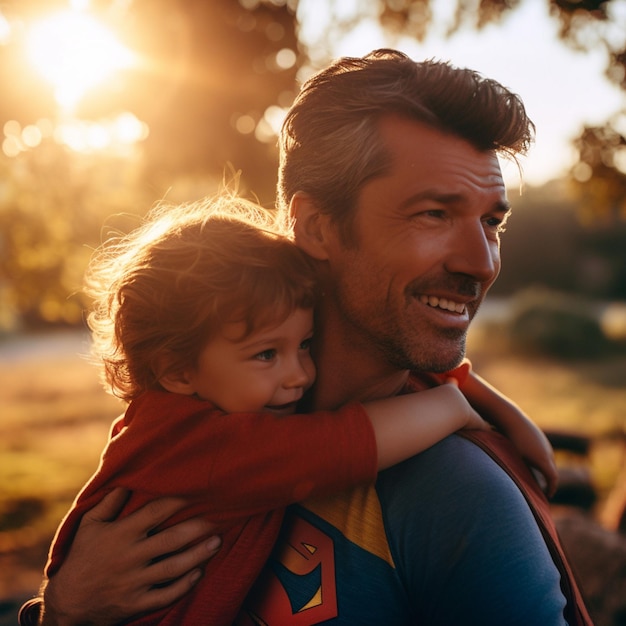 Foto super pai e filho si rallegrano insieme