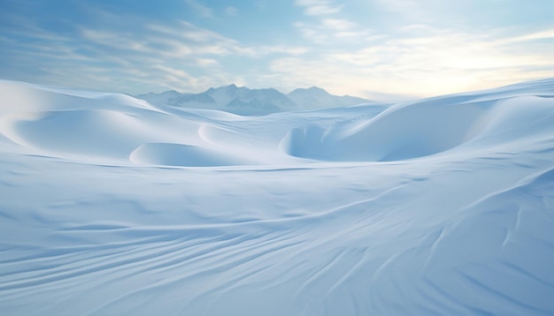 超現実的なシーン 絹が冷たい空間に浮かんでいて 素晴らしい雪の形で囲まれています